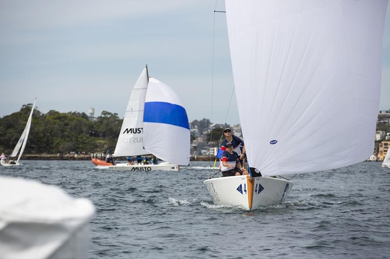 DownUnder Racing Team during their unbeatean day 2 - 2018 Australian National Match Racing Championship photo copyright Hamish Hardy taken at Cruising Yacht Club of Australia and featuring the Match Racing class