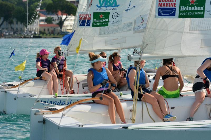 Action in St. Thomas' Charlotte Amalie harbor at the 2016 WIM Series photo copyright Dean Barnes / CAMR taken at St. Thomas Yacht Club and featuring the Match Racing class