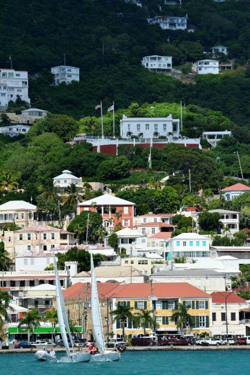 Action in St. Thomas' Charlotte Amalie harbor at the 2016 WIM Series photo copyright Dean Barnes / CAMR taken at St. Thomas Yacht Club and featuring the Match Racing class