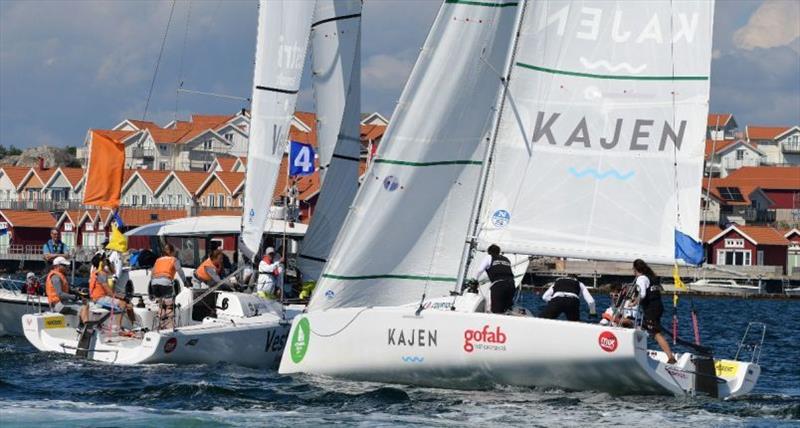 Home town favorites Berntsson Sailing Team against Pauline Courtois in the Round Robin of Midsummer Match Cup 2019 photo copyright Tommy Nielsen taken at  and featuring the Match Racing class