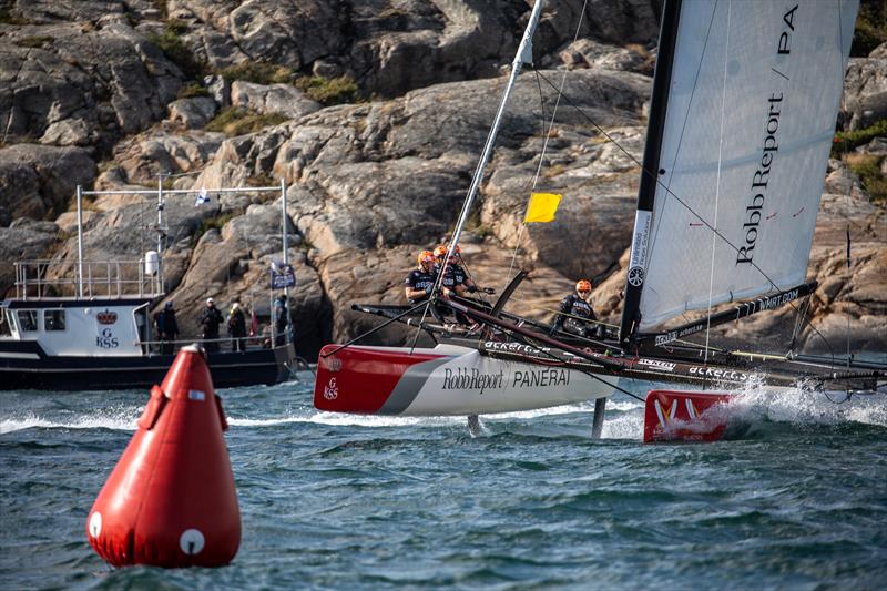 Nicklas Dackhammar, SWE (ESSIQ) on day 3 of the World Match Racing Tour Championship Final at Marstrand photo copyright Patrick Malmer taken at  and featuring the Match Racing class
