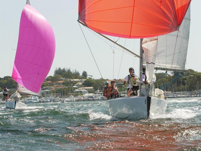 Taylor leads her match - JESS Match Cup 2020 photo copyright Tom Hodge taken at Royal Freshwater Bay Yacht Club and featuring the Match Racing class