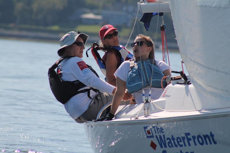 Sarah Everhart Skeels, Spencer Raggio and Cindy Walker 2019 winners of the Clagett-Oakcliff photo copyright JJ Salvator taken at Sagamore Yacht Club and featuring the Match Racing class