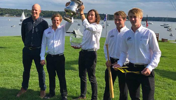 2019 Grand Slam Series Winners – Team Vento Racing Jordan Stevenson, George Angus, Jake Erson, Mitch Jackson and RNZYS Sailing Director Laurie Jury (far left)  photo copyright RNZYS taken at Chicago Yacht Club and featuring the Match Racing class