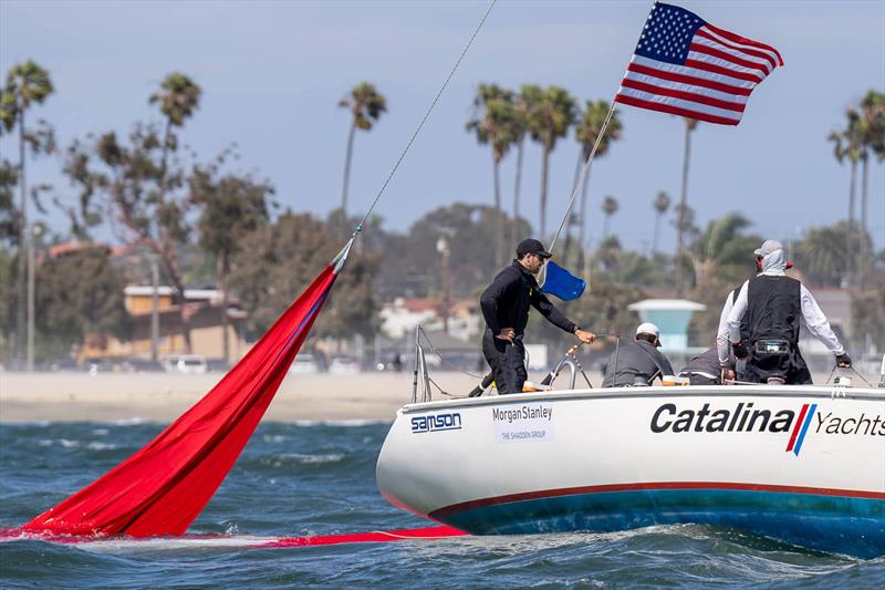Chris Poole, USA (Riptide Racing) drag their kite on 57th Congressional Cup Day 4 - photo © Ian Roman / WMRT