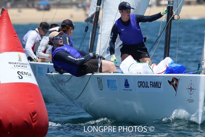 Team Sargent (AUS) with Kavle (USA) in the background on day 1 of the 55th Governor's Cup photo copyright Longpré Photos taken at Balboa Yacht Club and featuring the Match Racing class