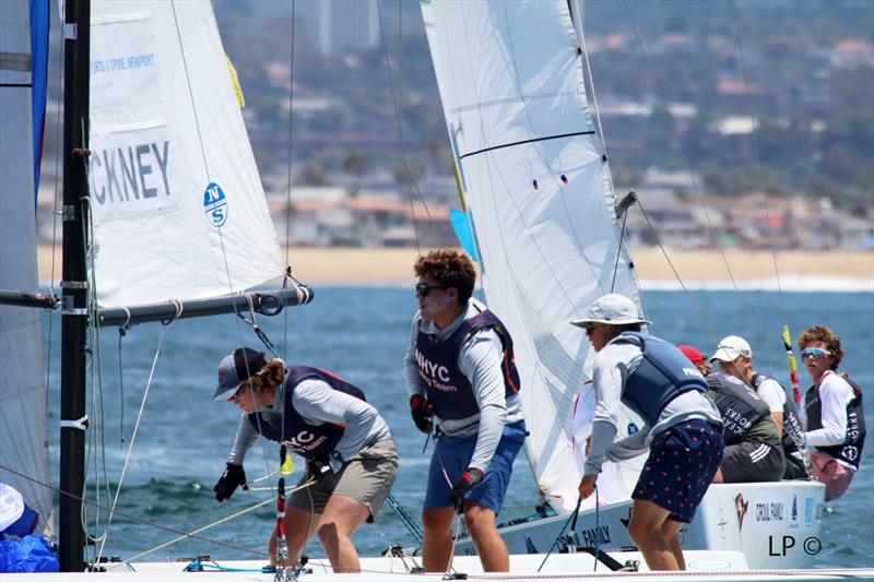 Team Pinckney (USA) with Team Westerlind (SWE) on day 3 of the 55th Governor's Cup photo copyright Longpré Photos taken at Balboa Yacht Club and featuring the Match Racing class