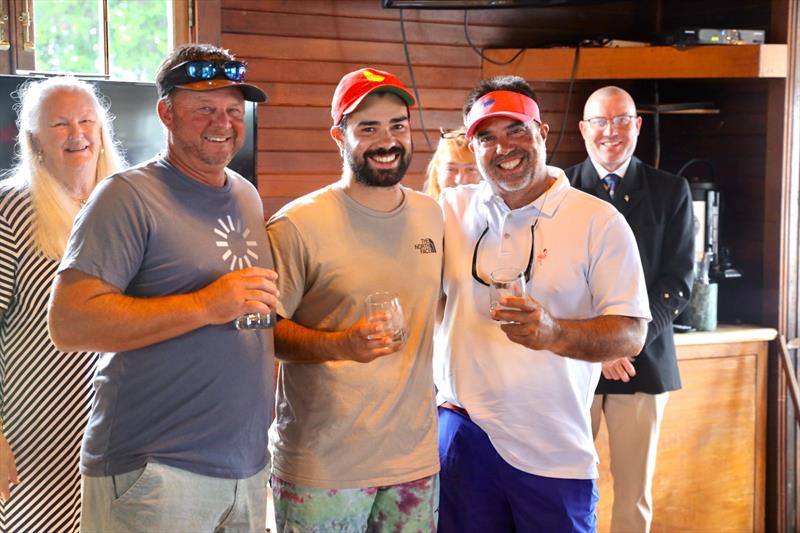 Clagett-Oakcliff prize giving 1st place Tony Pocklington, Andre Reguero and Julio Reguero photo copyright Nick White taken at Seawanhaka Corinthian Yacht Club and featuring the Match Racing class