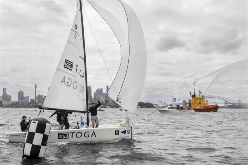 KNOTS Racing crossing the finish line during the 2022 World Match Racing Tour Final in Sydney photo copyright Andrea Francolini / WMRT taken at Cruising Yacht Club of Australia and featuring the Match Racing class