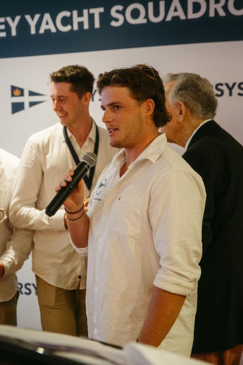 Sargent says a few words at the RSYS Hardy Cup presentation photo copyright Darcie Collington Photography taken at Royal Sydney Yacht Squadron and featuring the Match Racing class