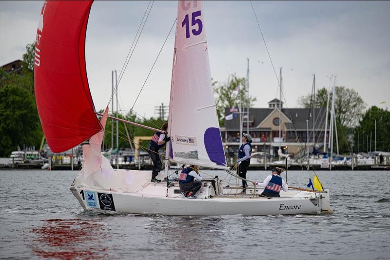 Janel Zarkowsky (USA) Team As One sailing in front of the Eastport Yacht Club - 2023 Santa Maria Cup  photo copyright Walter Cooper taken at Eastport Yacht Club and featuring the Match Racing class