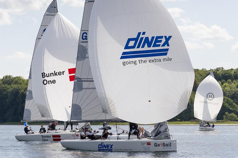 Pauline Courtois ahead of Anna Östling in the final race of the 2023 Women's Match Racing World Championship - powered by Bunker One - photo © Mick Anderson