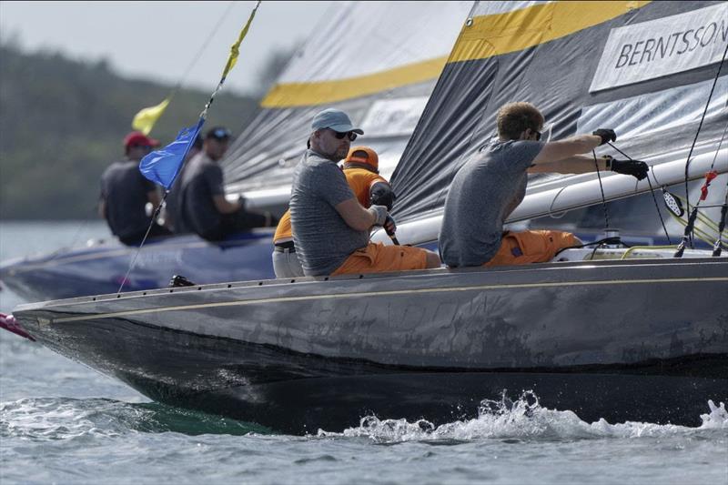Johnnie Berntsson keeps his eyes upwind and Nick Egnot-Johnson tucked to leeward in their Quarterfinal match - Bermuda Gold Cup 2023 photo copyright Ian Roman / WMRT taken at Royal Bermuda Yacht Club and featuring the Match Racing class