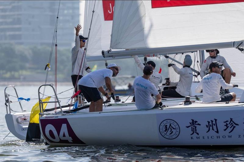 Jeppe Borch (DEN) pictured left v Björn Hansen (SWE) - 2023 World Match Racing Tour Final, Day 3 photo copyright Ian Roman / WMRT taken at  and featuring the Match Racing class