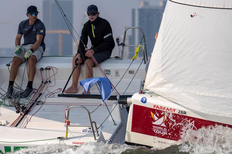 Nick Egnot-Johnson (NZL) KNOTS Racing with crew: Jack Frewin, Zak Merton, and Chris Main photo copyright Ian Roman / WMRT taken at  and featuring the Match Racing class