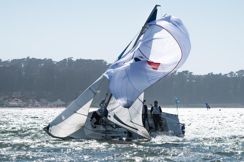 Nicole Breault and the Vela Racing team suffering a late broach in the deciding semi-final match against Sweden's Anna Östling on day 3 of the 2025 Casa Vela Cup - photo © Anna Suslova / WWMT