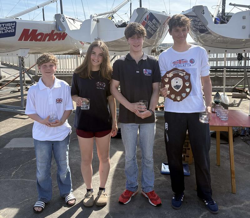RYA Harken Youth Match Racing Championships 2025 - U19 Champions (l-r) Adam Larsen, Rachel Alms, Daniel Larsen, Alex Vollmer - photo © British Keelboat Sailing