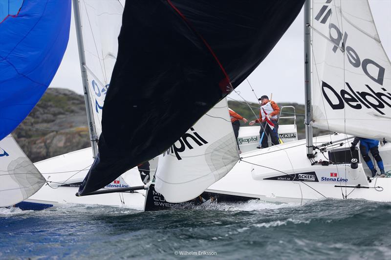 Skipper Julia Aartsen (NED) and Team Out of the Box from the Netherlands battling hard in their semi-final match against Sweden's Wings Sailing - 2025 GKSS Match Cup Sweden and Nordea Women's Trophy - photo © Wilhelm Eriksson