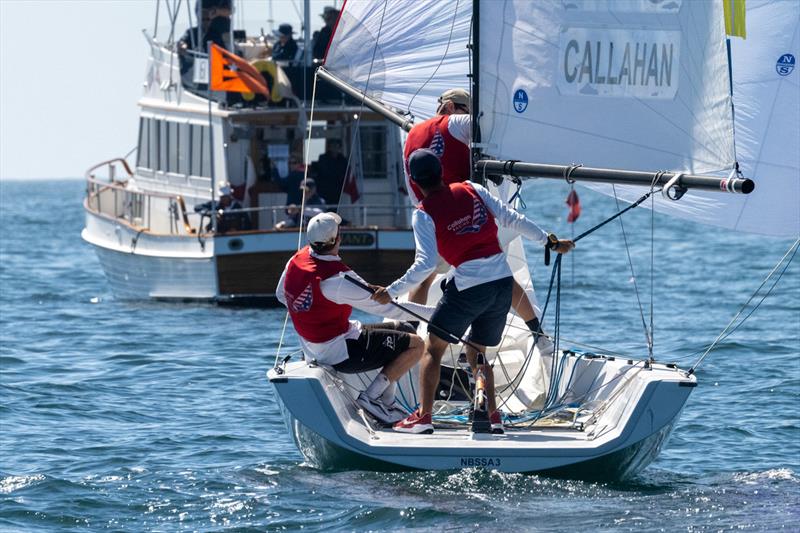 Skipper Justin Callahan with Oliver Lloyd and Harrison Strom on day 1 of the 58th Governors Cup International Youth Match Racing Championship - photo © Tom Walker