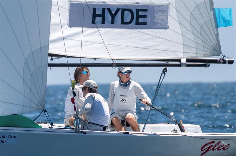Skipper Josh Hyde, with crew Zach Fong and Nick Drummond on day 1 of the 58th Governors Cup International Youth Match Racing Championship - photo © Tom Walker