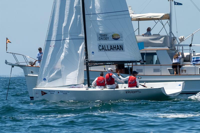 Skipper Justin Callahan with crew Oliver Lloyd and Harrison Strom - 58th Governor's Cup International Youth Match Racing Championship Day 3 photo copyright Tom Walker taken at Balboa Yacht Club and featuring the Match Racing class