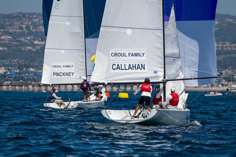 Skipper Morgan Pinckney (USA) with crew Cam Spriggs, Kelly Holthus and Alice Schmidt, Skipper Justin Callahan (USA) with crew Oliver Lloyd and Harrison Strom - 58th Governor's Cup International Youth Match Racing Championship Day 4 - photo © Tom Walker