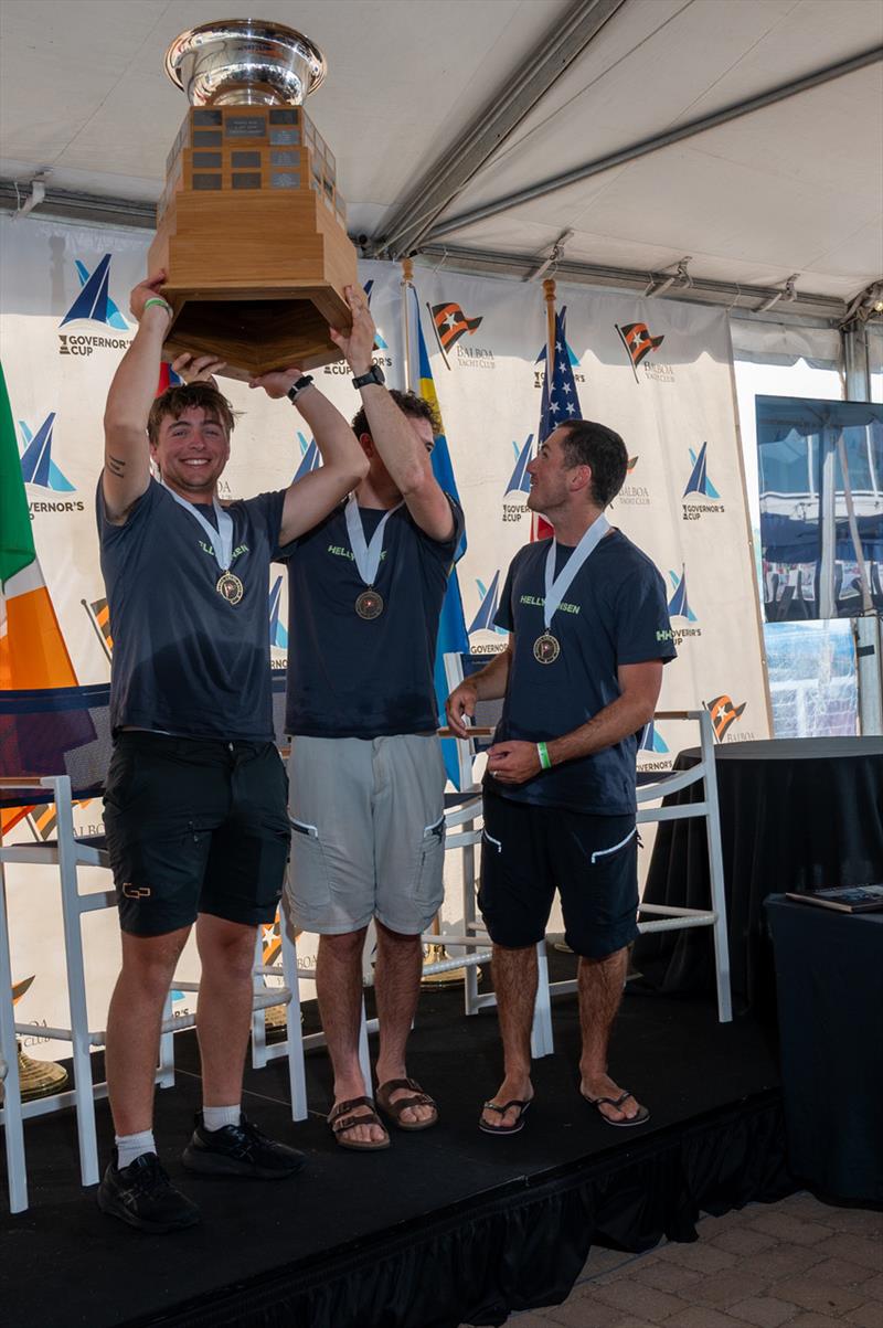 Winner: Skipper Cole Tapper (AUS) with crew Jack Frewin and Hamish Vass - 58th Governor's Cup International Youth Match Racing Championship - photo © Tom Walker