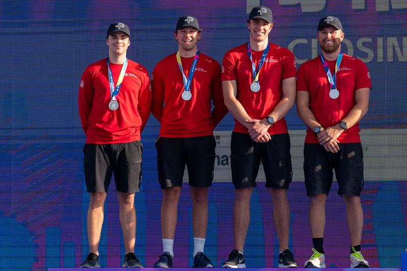 2nd Place Team Liros - Oscar Engström, Rasmus Alnebeck, Emil Wolfgang, Filip Karlsson - at the 2025 World Match Racing Tour Final - photo © Ian Roman / WMRT