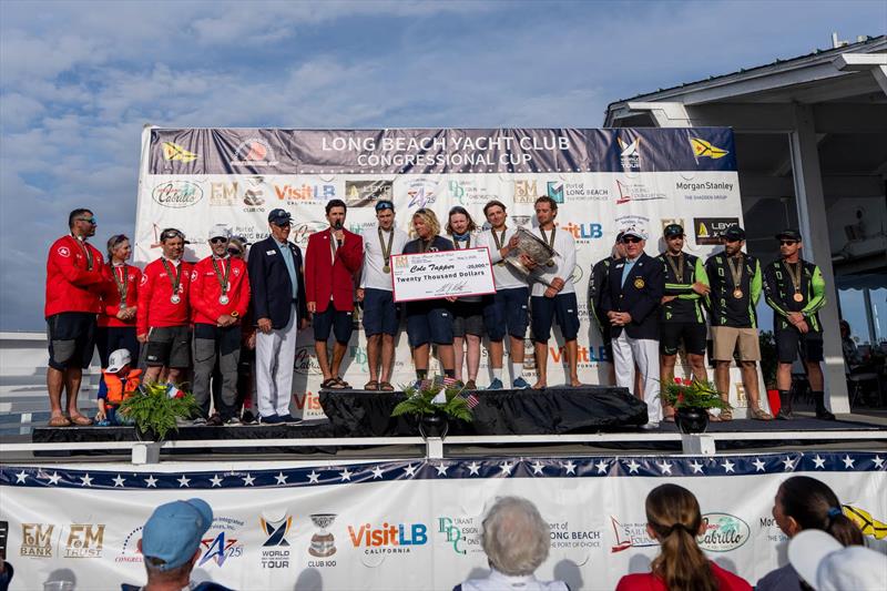 Podium the 61st Congressional Cup at Long Beach Yacht Club photo copyright Ian Roman / WMRT taken at Long Beach Yacht Club and featuring the Match Racing class