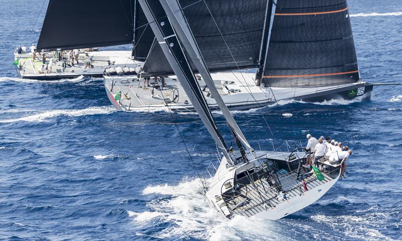 Dario Ferrari's Cannonball, on her way to her close victory in the Maxi 72 class on day 5 of the Maxi Yacht Rolex Cup at Porto Cervo photo copyright Rolex / Carlo Borlenghi taken at Yacht Club Costa Smeralda and featuring the Maxi 72 Class class