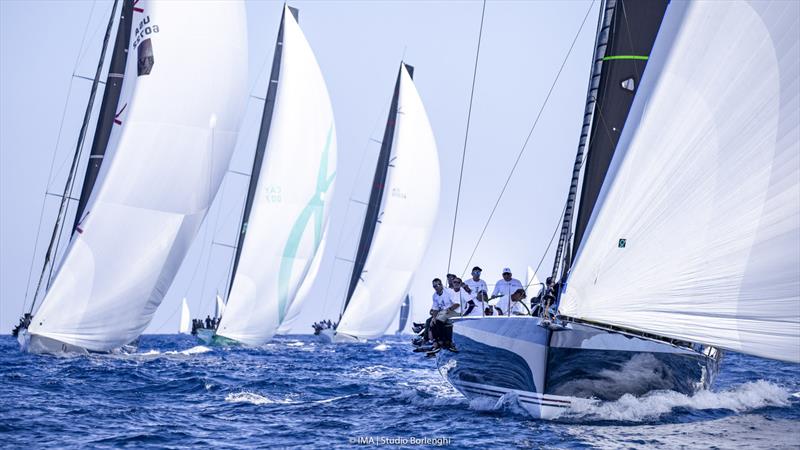 Hap Fauth's Bella Mente leads the former Maxi 72 fleet on day 2 of the Maxi Yacht Rolex Cup - photo © IMA / Studio Borlenghi