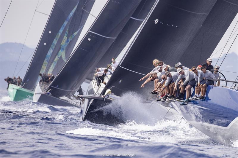 Proteus off to a great start in today's first windward-leeward race on day 4 of the Maxi Yacht Rolex Cup 2021 - photo © IMA / Studio Borlenghi