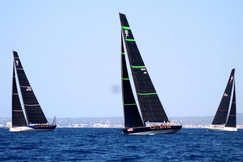 The Maxi 72 Bella Mente (center) during the 2019 Copa del Rey MAPFRE photo copyright Bella Mente Racing / Andrew Palfrey 2019 taken at Real Club Náutico de Palma and featuring the Maxi 72 Class class