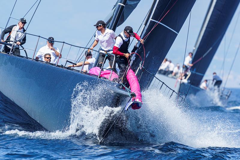 Sir Peter Ogden at the helm of his elongated former Maxi 72 Jethou photo copyright IMA / Studio Borlenghi taken at Circolo del Remo e della Vela Italia and featuring the Maxi 72 Class class