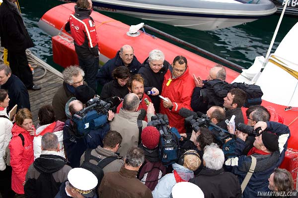 Thomas Coville arrives in Brest at the end of his solo round the world record attempt photo copyright ThMartinez / Sea&Co / www.thmartinez.com taken at  and featuring the Maxi Cat class