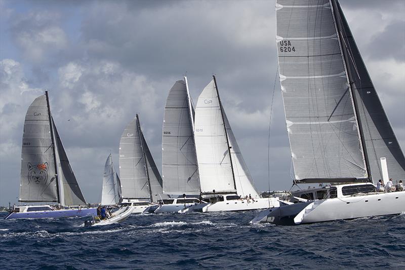 Gunboats on day 1 of the 34th St. Maarten Heineken Regatta photo copyright Richard Langdon / Ocean Images taken at Sint Maarten Yacht Club and featuring the Maxi Cat class