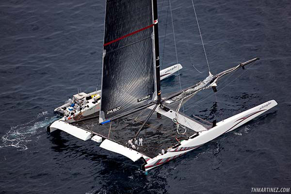 No wind on day one of the 33rd America's Cup photo copyright TH Martinez / Sea&Co / www.thmartinez.com taken at  and featuring the Maxi Cat class