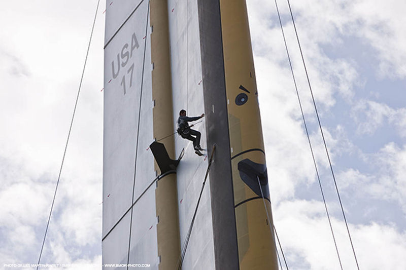 BMW ORACLE Racing readies for Wednesday's race photo copyright Gilles Martin-Raget / BMW ORACLE Racing taken at  and featuring the Maxi Cat class