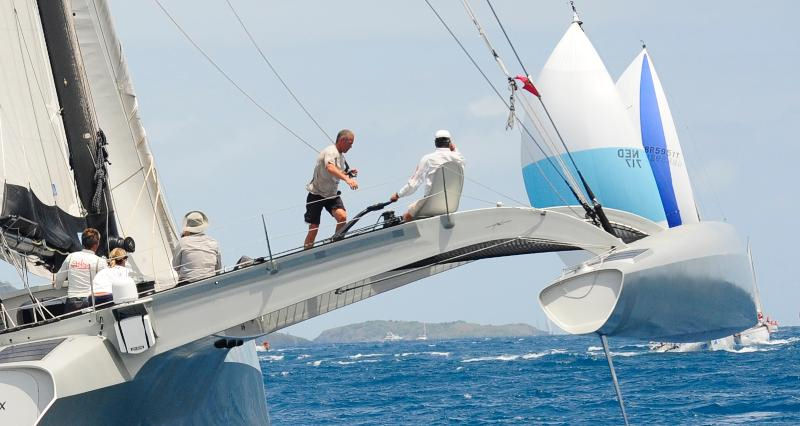 Paradox, Peter Aschenbrenner's Nigel Irens 63 trimaran during the BVI Spring Regatta photo copyright Todd vanSickle / BVI Spring Regatta taken at  and featuring the Maxi Cat class
