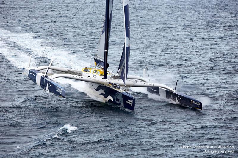 The foiling 32 metre long 23 metre beam trimaran Edmond de Rothschild  - photo © Team Gitana