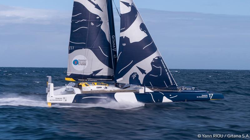 The foiling 32 metre long 23 metre beam trimaran Edmond de Rothschild  - photo © Team Gitana