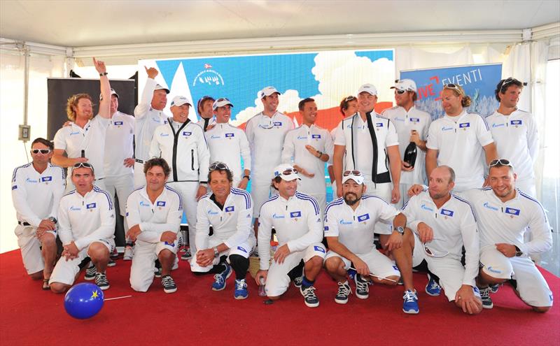 Line honours for Esimit Europa 2 in the Barcolana photo copyright Esimit Europa / Peter Irman taken at  and featuring the Maxi class