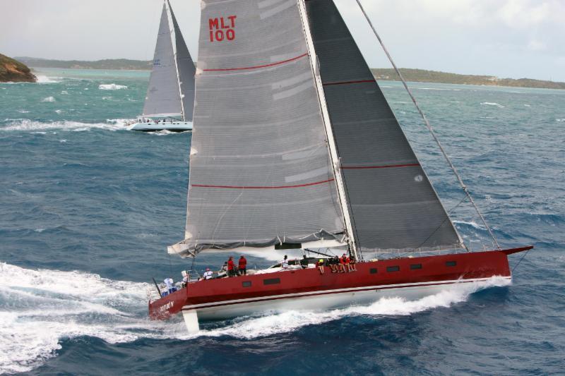 Jean-Paul Riviere's Finot-Conq 100, Nomad IV photo copyright Tim Wright / www.photoaction.com taken at Antigua Yacht Club and featuring the Maxi class