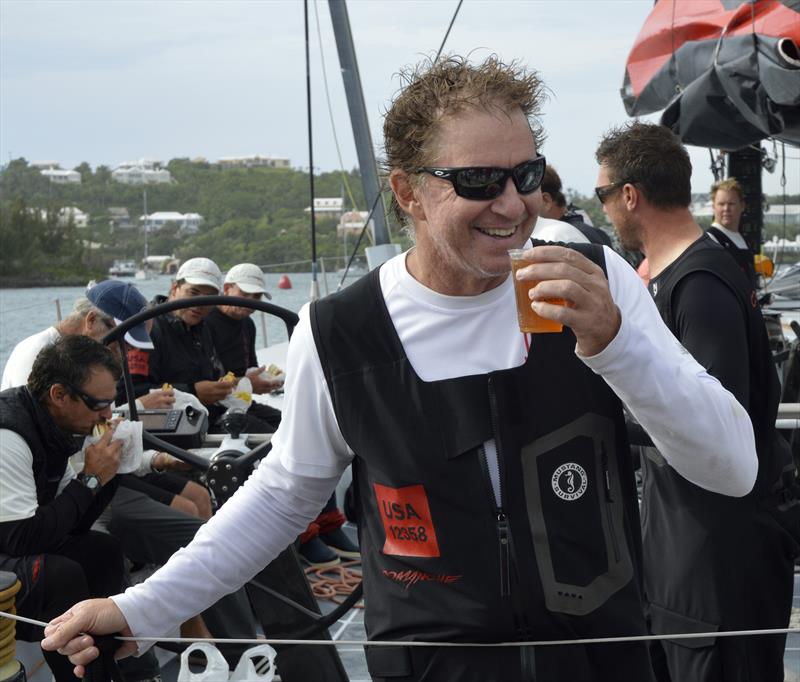 All smiles. Ken Read enjoying an early Dark 'n Stormy rum to celebrate Comanche