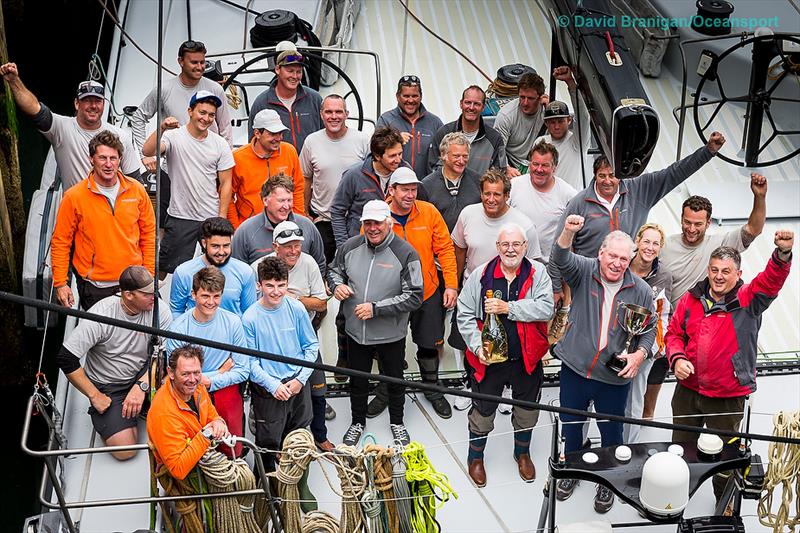 George David's Rambler 88 finishes the Volvo Round Ireland Race photo copyright David Branigan / Oceansport taken at Wicklow Sailing Club and featuring the Maxi class