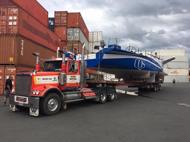 Ludde Ingvall's Super Maxi 'CQS' emerges from the boatbuilder's shed in Tauranga, New Zealand photo copyright John Roberson taken at  and featuring the Maxi class