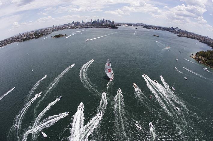 Wild Oats XI through a fisheye lens in the SOLAS Big Boat Challenge - photo © Andrea Francolini