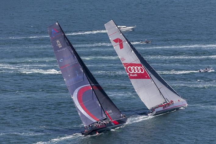 Scallywag and Wild Oats XI in tight racing during the SOLAS Big Boat Challenge - photo © Andrea Francolini