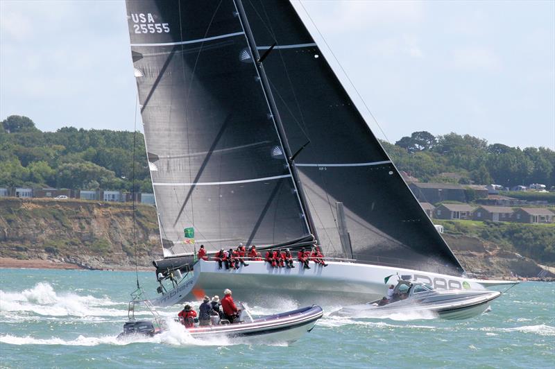 Powerboats take on Rambler 88 after the Rolex Fastnet Race start - photo © Mark Jardine / YachtsandYachting.com