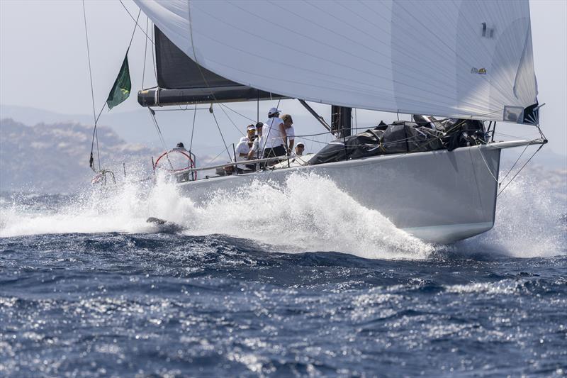 Blistering downwind DSS-fuelled pace on Márton Józsa's Reichel Pugh 66 Wild Joe on day 1 of the Maxi Yacht Rolex Cup photo copyright Studio Borlenghi / International Maxi Association taken at Yacht Club Costa Smeralda and featuring the Maxi class